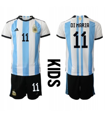 Maillot de foot Argentine Angel Di Maria #11 Domicile enfant Monde 2022 Manches Courte (+ pantalon court)
